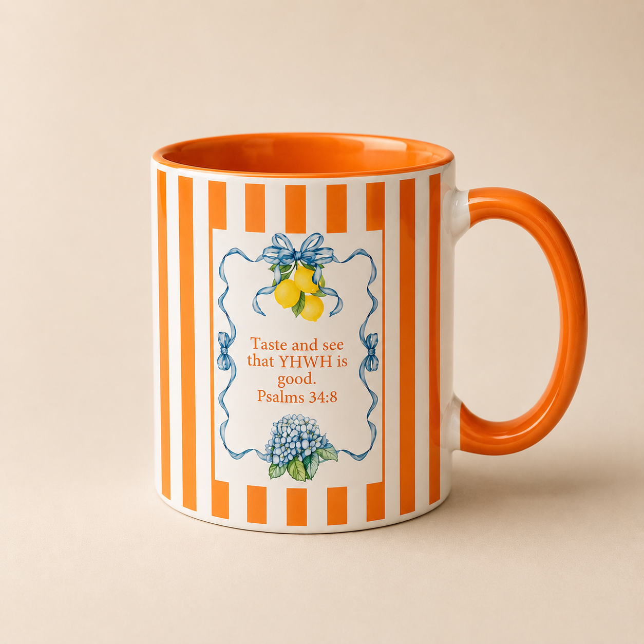 Lemon Stripe Scripture Mug